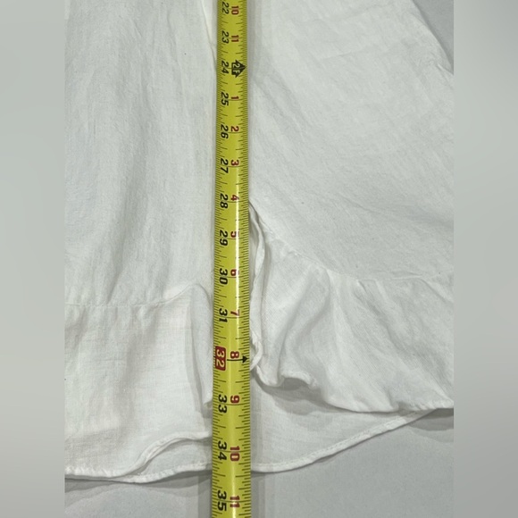 Free People White Mini Dress Ruffle Tied Back Large Cottage Core Boho Babydoll - Picture 11 of 11